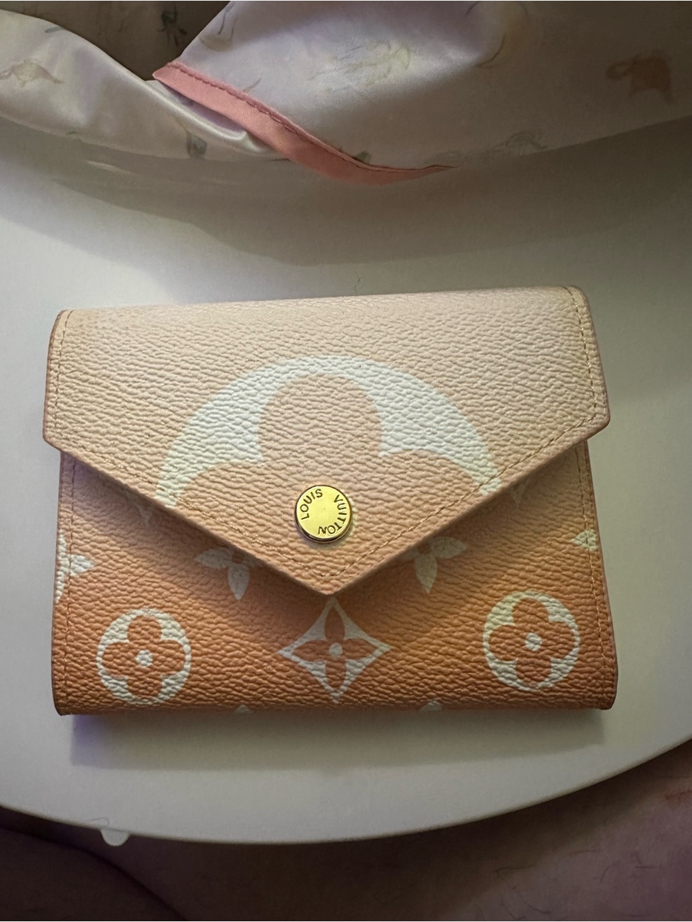 Peach and White Monogram Envelope Card Holder